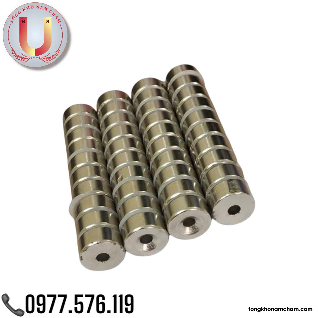 Nam châm đất hiếm, lực từ mạnh 20x10 lỗ 6mm