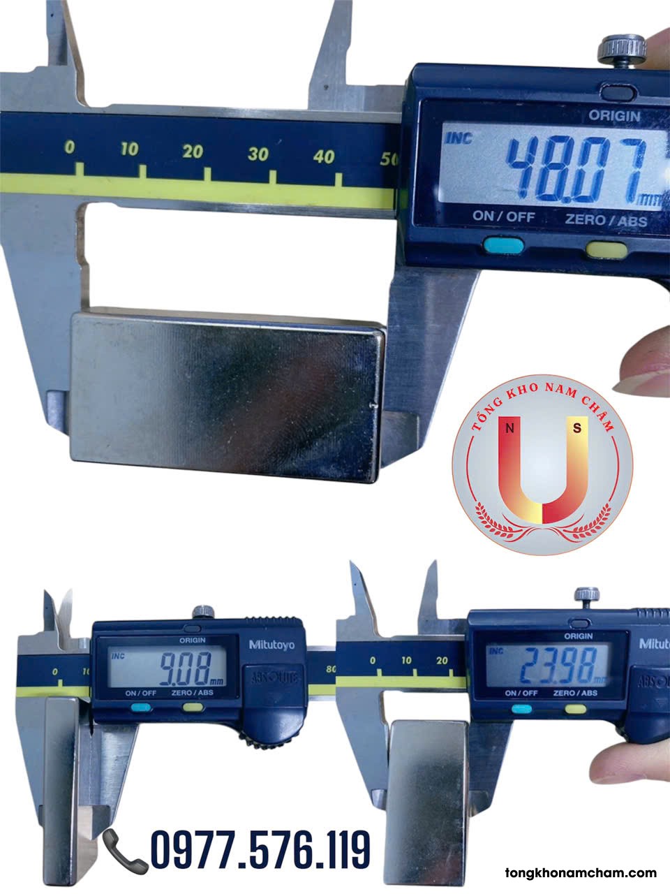 Nam châm viên đất hiếm chữ nhật 50x25x10mm, lực từ mạnh