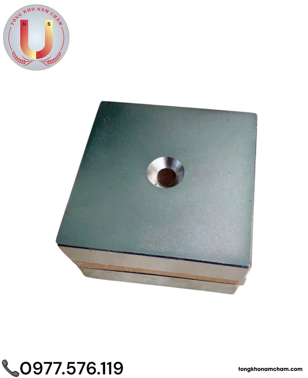 Nam châm viên đất hiếm, lực từ mạnh 100x100x25mm có lỗ vát