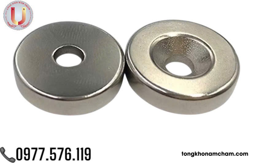 Nam châm viên đất hiếm , lưc từ mạnh 20x5 lỗ 5mm