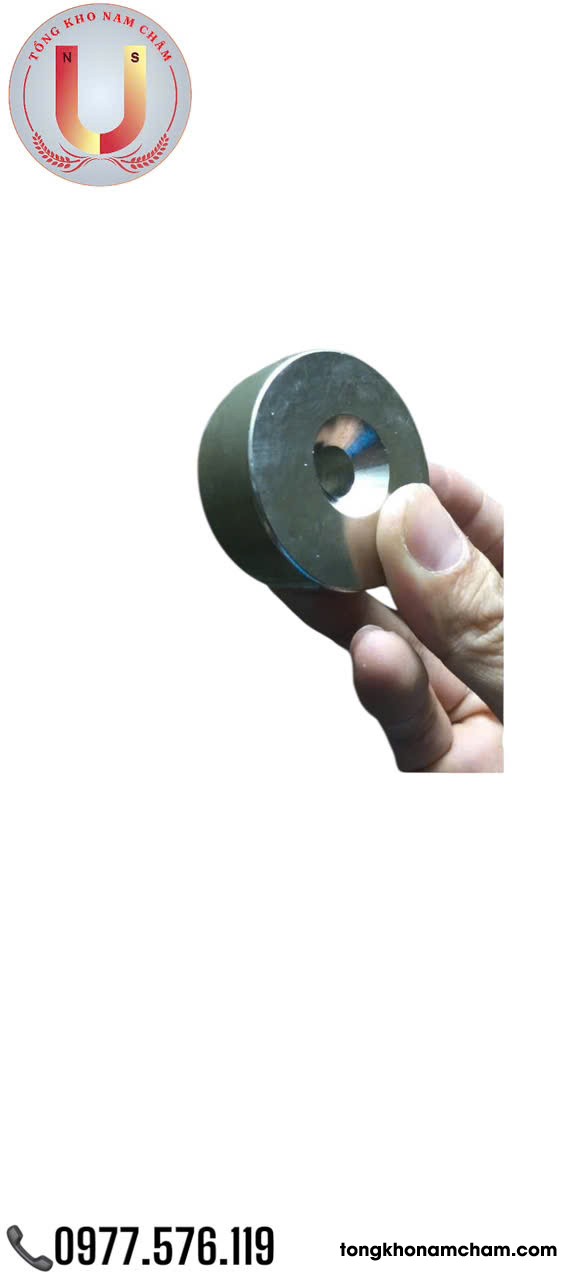 Nam châm viên đất hiếm, lực từ mạnh 50x20mm lỗ vát 10mm