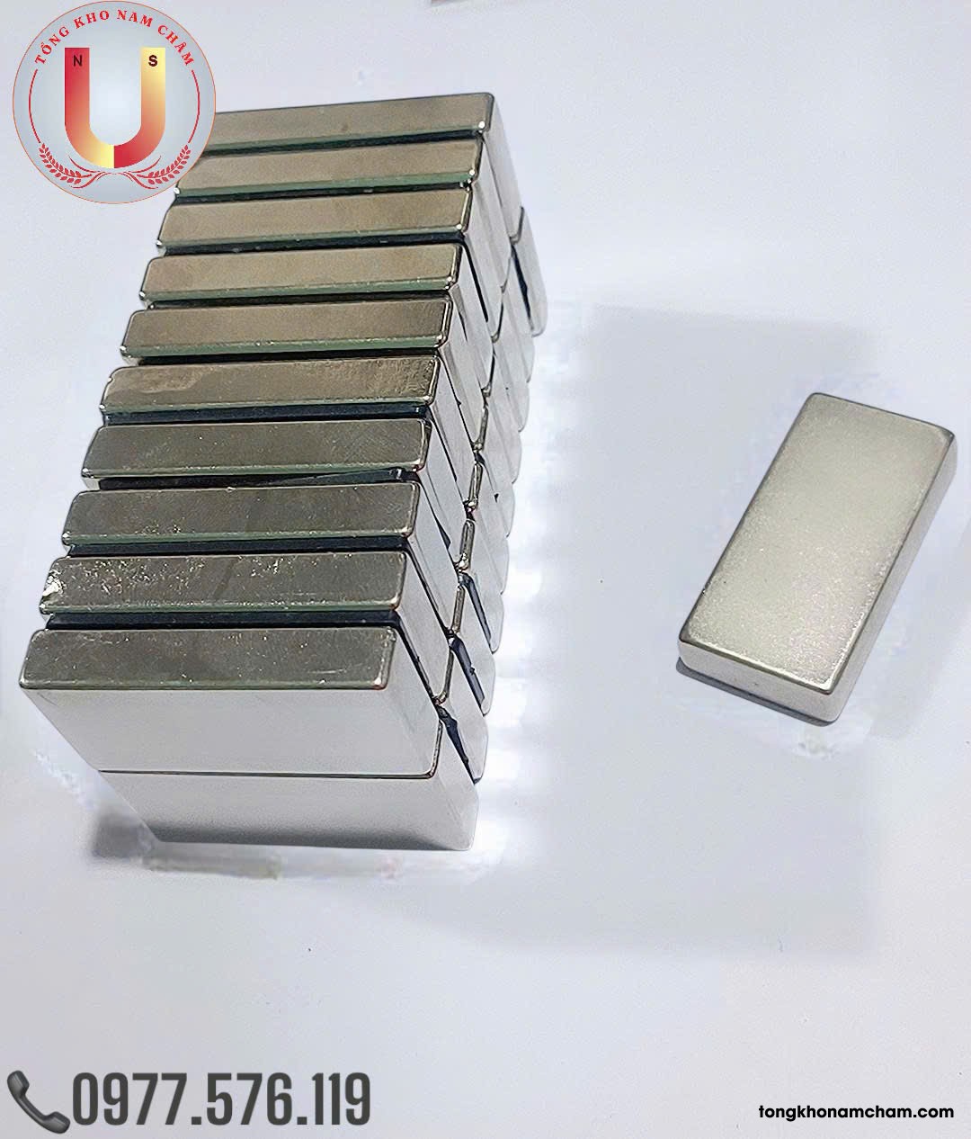 Nam châm viên đất hiếm, nam châm trắng 60x25x10mm